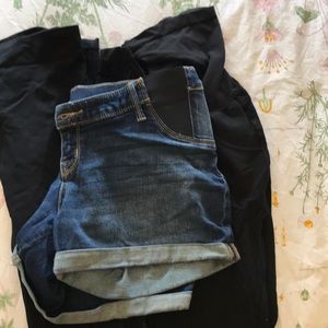 SOLD Black maternity leggings and denim shorts